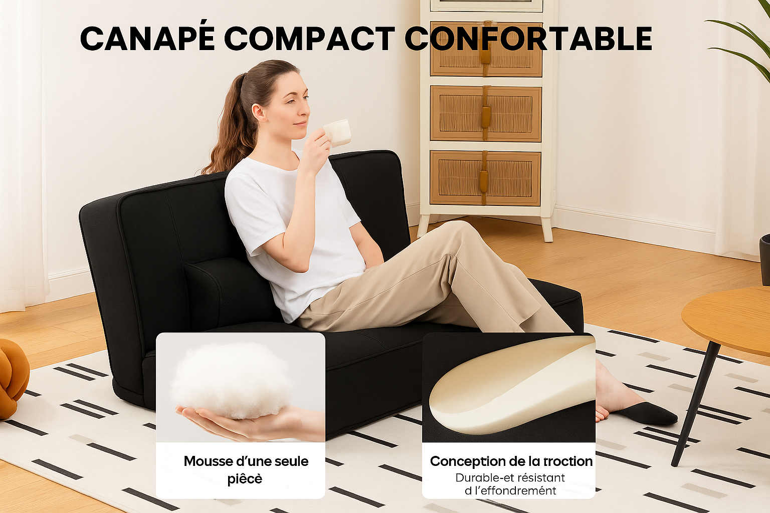 Canapé compact confortable noir