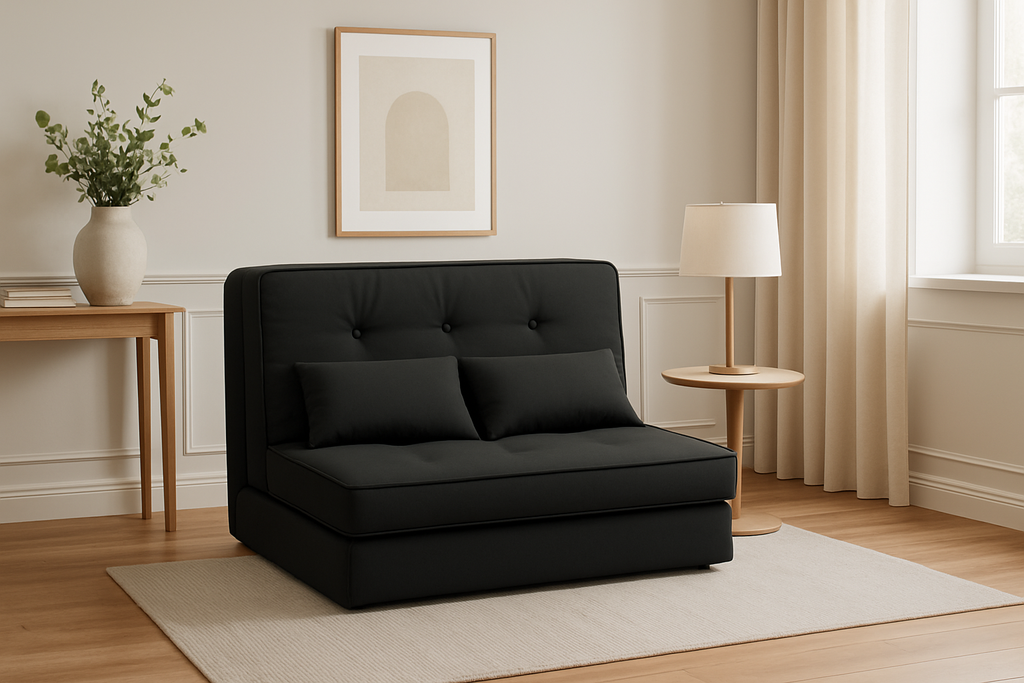 Canapé noir dans intérieur élégant