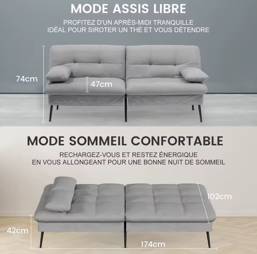 Canapé double convertible – Noir