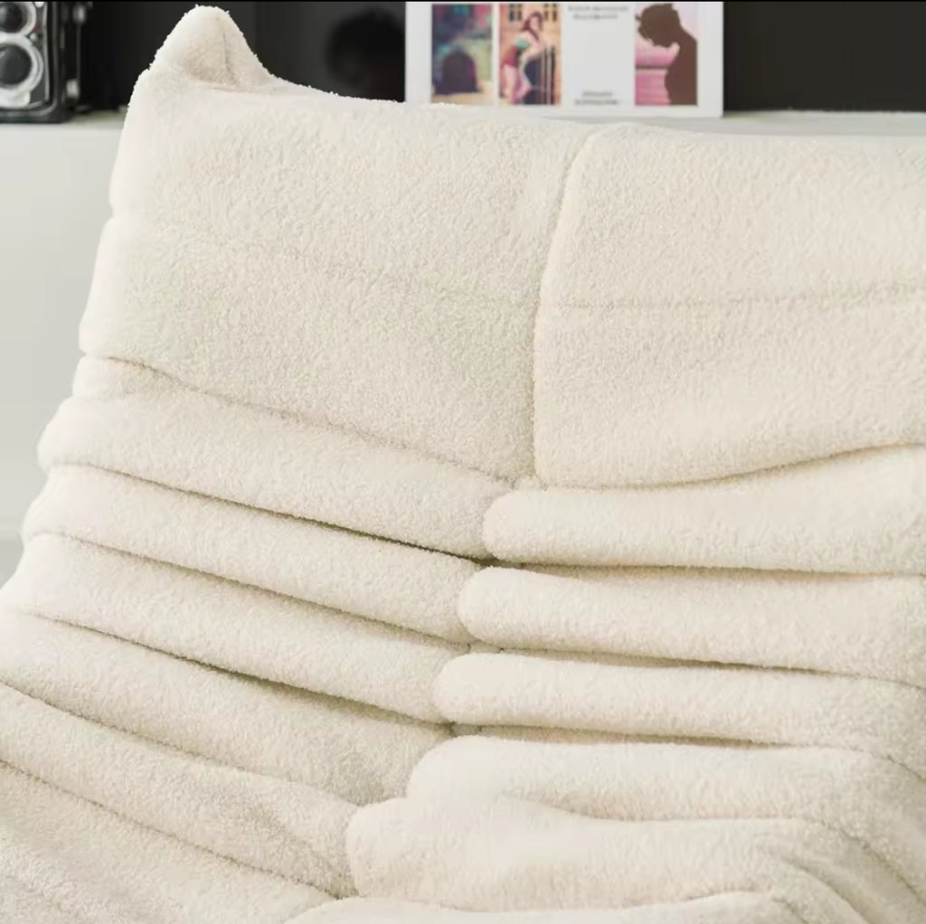 Canapé de sol paresseux en tissu peau d’agneau – Beige