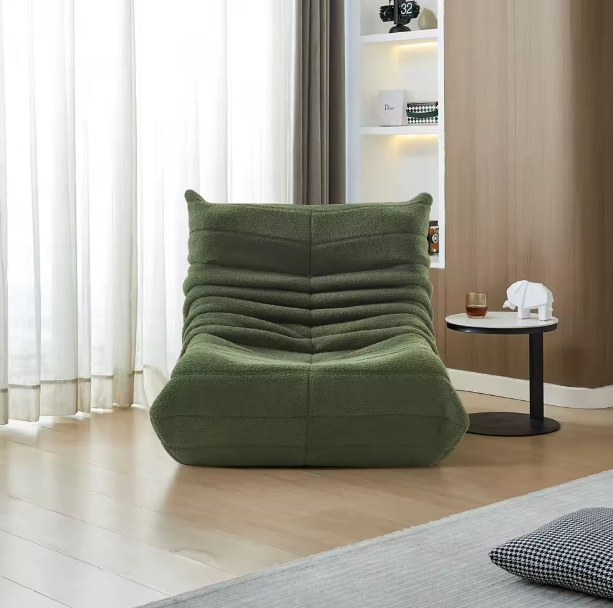 Canapé de sol paresseux en tissu peau d’agneau – Vert