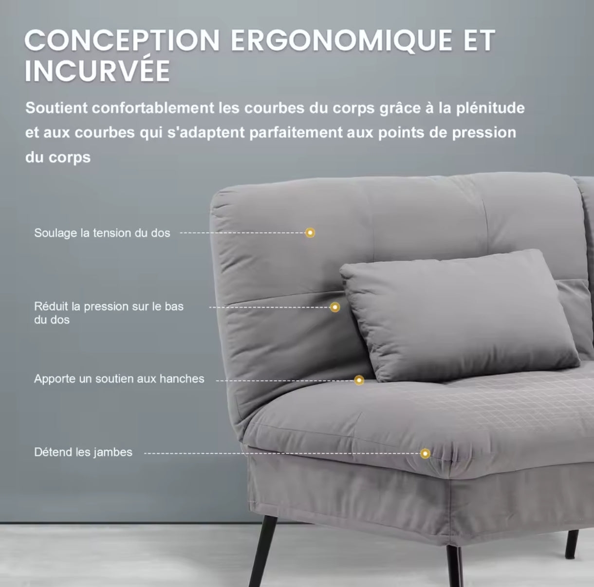 Canapé double convertible – Gris