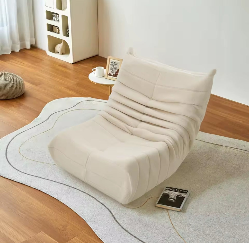 Canapé de sol paresseux en tissu peau d’agneau – Beige